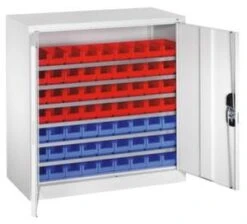 Systemschrank, HxBxT 830x700x300mm, 6xStahlboden, Zyl.-Schl., Korpus RAL7035, Front RAL7035 -Lagermöbel 120d7408 8e2c 4d21 a059 21d80d3c80c0 3