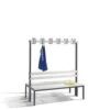 Doppelsitzbank, HxLxT 1650x1500x756mm, PVC-Leisten, Gestell Schwarzgrau, Kleiderhaken