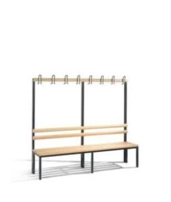 Umkleidebank, HxLxT 1650x1500x400mm, Holzleisten, Gestell Schwarzgrau, Kleiderhaken, Schuhrost -Lagermöbel 2d0f032d 6862 4f06 9709 dd8432d344d9 1