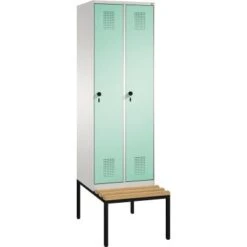 C+P Umkleidespind 4905020S10116 Sitzbank 2Abteile B600mm Lgr/lgn