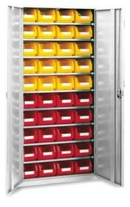 Schrank Mit Kästen, HxBxT 1690x700x300mm, 9xStahlboden, 40 Kästen, Zyl.-Schl. 5 Schrank Mit Kästen, HxBxT 1690x700x300mm, 9xStahlboden, 40 Kästen, Zyl.-Schl. – Bild 3