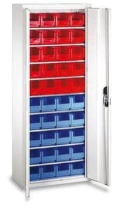 Schrank Mit Kästen, HxBxT 1690x700x300mm, 9xStahlboden, 40 Kästen, Zyl.-Schl.