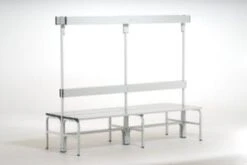 Doppelsitzbank, HxLxT 1650x1500x756mm, PVC-Leisten, Gestell Schwarzgrau, Kleiderhaken -Lagermöbel 4c8e904e c0dd 491e 8151 b37ae88b1c7a 1