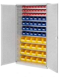 Systemschrank, HxBxT 1000x1000x420mm, 4xStahlboden, Zyl.-Schl., Korpus RAL7035, Front RAL7035 8 Systemschrank, HxBxT 1000x1000x420mm, 4xStahlboden, Zyl.-Schl., Korpus RAL7035, Front RAL7035 – Bild 6