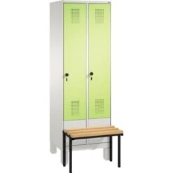 C+P Umkleidespind 4903020S10017 Sitzbank 2Abteile B600mm Lgr/vgn