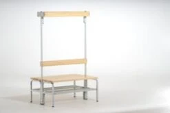 Doppelsitzbank, HxLxT 1650x1000x756mm, PVC-Leisten, Gestell Schwarzgrau, Kleiderhaken, Schuhrost -Lagermöbel 57f4ac3d 9dd9 4b36 b12e 99b8be350ca1 1