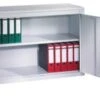 Aufsatzschrank, F. Büro-Flügeltürenschrank, HxBxT 790x930x500mm, M. Böden, Doppel-Flügeltür, Korpus Stahl RAL7035