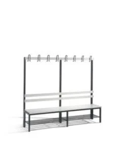 Umkleidebank, HxLxT 1650x1000x400mm, PVC-Leisten, Gestell Schwarzgrau, Kleiderhaken -Lagermöbel 65895391 95cd 4e8d 832b bdb5a81590fe 5