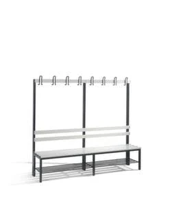 Umkleidebank, HxLxT 1650x1000x400mm, PVC-Leisten, Gestell Schwarzgrau, Kleiderhaken, Schuhrost 6 Umkleidebank, HxLxT 1650x1000x400mm, PVC-Leisten, Gestell Schwarzgrau, Kleiderhaken, Schuhrost – Bild 4