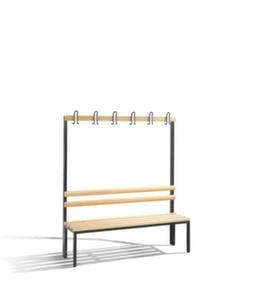 Umkleidebank, HxLxT 1650x1000x400mm, PVC-Leisten, Gestell Schwarzgrau, Kleiderhaken, Schuhrost 9 Umkleidebank, HxLxT 1650x1000x400mm, PVC-Leisten, Gestell Schwarzgrau, Kleiderhaken, Schuhrost – Bild 7