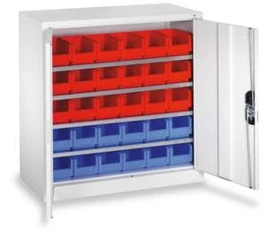 Schrank Mit Kästen, HxBxT 830x700x300mm, 4xStahlboden, 30 Kästen, Zyl.-Schl., Korpus RAL7035, Front RAL7035 3 Schrank Mit Kästen, HxBxT 830x700x300mm, 4xStahlboden, 30 Kästen, Zyl.-Schl., Korpus RAL7035, Front RAL7035