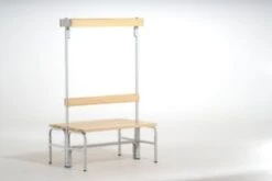 Doppelsitzbank, HxLxT 1650x1500x756mm, PVC-Leisten, Gestell Schwarzgrau, Kleiderhaken -Lagermöbel 825edea4 d5ac 40fa bc0d b70e24efe3ef 2