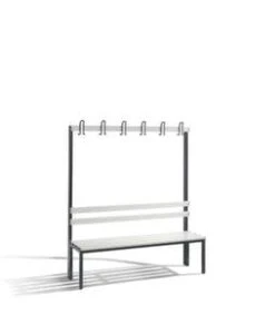 Umkleidebank, HxLxT 1650x1500x400mm, PVC-Leisten, Gestell Schwarzgrau, Kleiderhaken, Schuhrost -Lagermöbel 8921bd22 7d8e 4cfb 920a 12d34cc51bc9