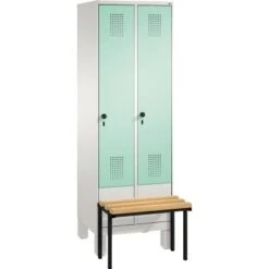C+P Umkleidespind 4903020S10021 Sitzbank 2Abteile B600mm Lgr/lgn