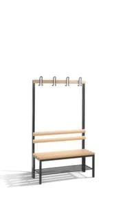 Umkleidebank, HxLxT 1650x1000x400mm, PVC-Leisten, Gestell Schwarzgrau, Kleiderhaken, Schuhrost 5 Umkleidebank, HxLxT 1650x1000x400mm, PVC-Leisten, Gestell Schwarzgrau, Kleiderhaken, Schuhrost – Bild 3