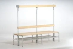 Doppelsitzbank, HxLxT 1650x1500x756mm, PVC-Leisten, Gestell Schwarzgrau, Kleiderhaken, Schuhrost -Lagermöbel b1290918 c750 4fea 8aee 63ae60496b7e 1