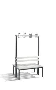 Doppelsitzbank, HxLxT 1650x1000x756mm, PVC-Leisten, Gestell Schwarzgrau, Kleiderhaken
