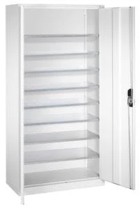 Systemschrank, HxBxT 1980x1000x420mm, 8xStahlboden, Zyl.-Schl., Korpus RAL7035, Front RAL7035