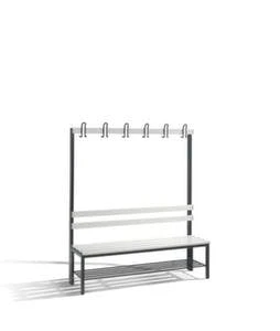 Umkleidebank, HxLxT 1650x1000x400mm, PVC-Leisten, Gestell Schwarzgrau, Kleiderhaken, Schuhrost 7 Umkleidebank, HxLxT 1650x1000x400mm, PVC-Leisten, Gestell Schwarzgrau, Kleiderhaken, Schuhrost – Bild 5